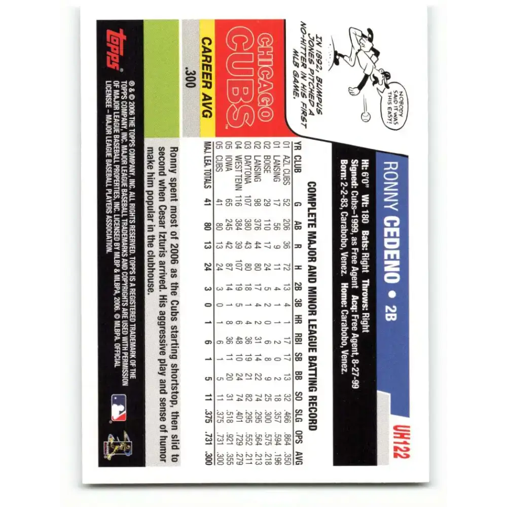 2006 Topps Update #122 Ronny Cedeno EX Excellent Chicago Cubs Baseball Card - Baseball Card Single