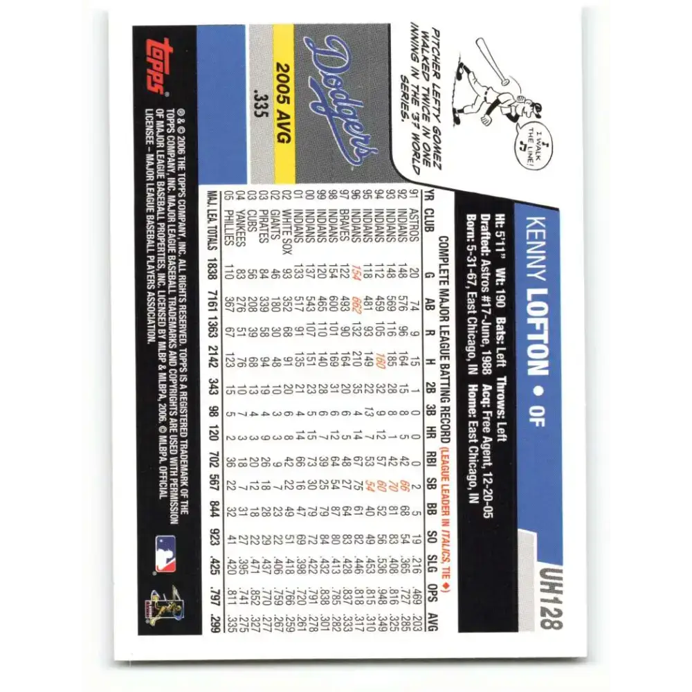 2006 Topps Update #128 Kenny Lofton EX Excellent Los Angeles Dodgers Baseball Card - Baseball Card Single