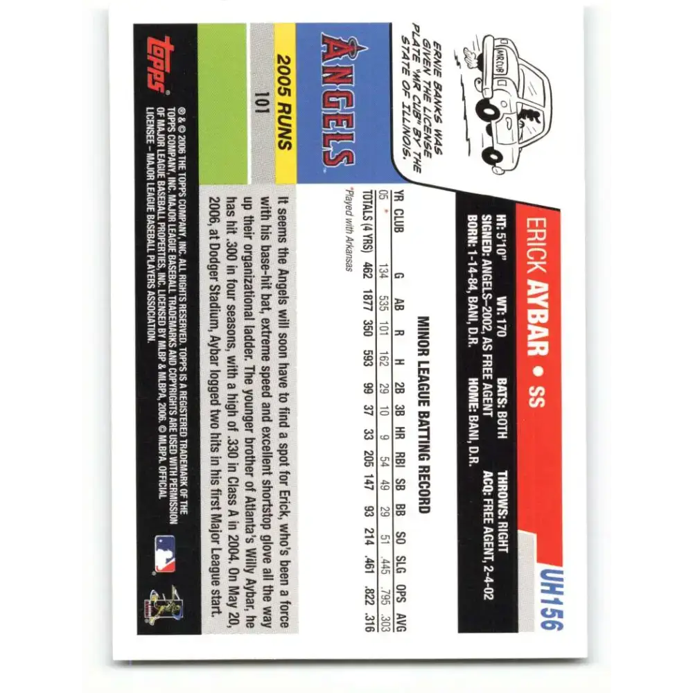 2006 Topps Update #156 Erick Aybar EX Excellent RC Rookie Los Angeles Angels Baseball Card - Baseball Card Single