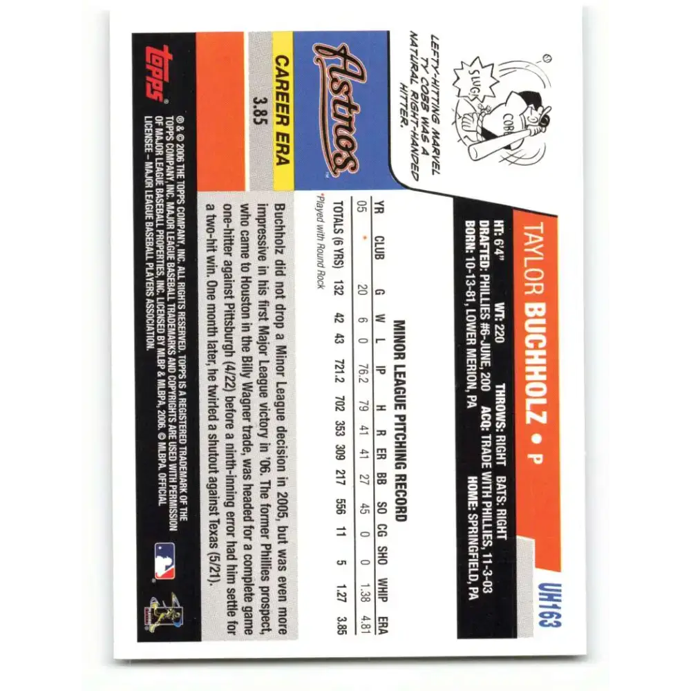 2006 Topps Update #163 Taylor Buchholz EX Excellent RC Rookie Houston Astros Baseball Card - Baseball Card Single