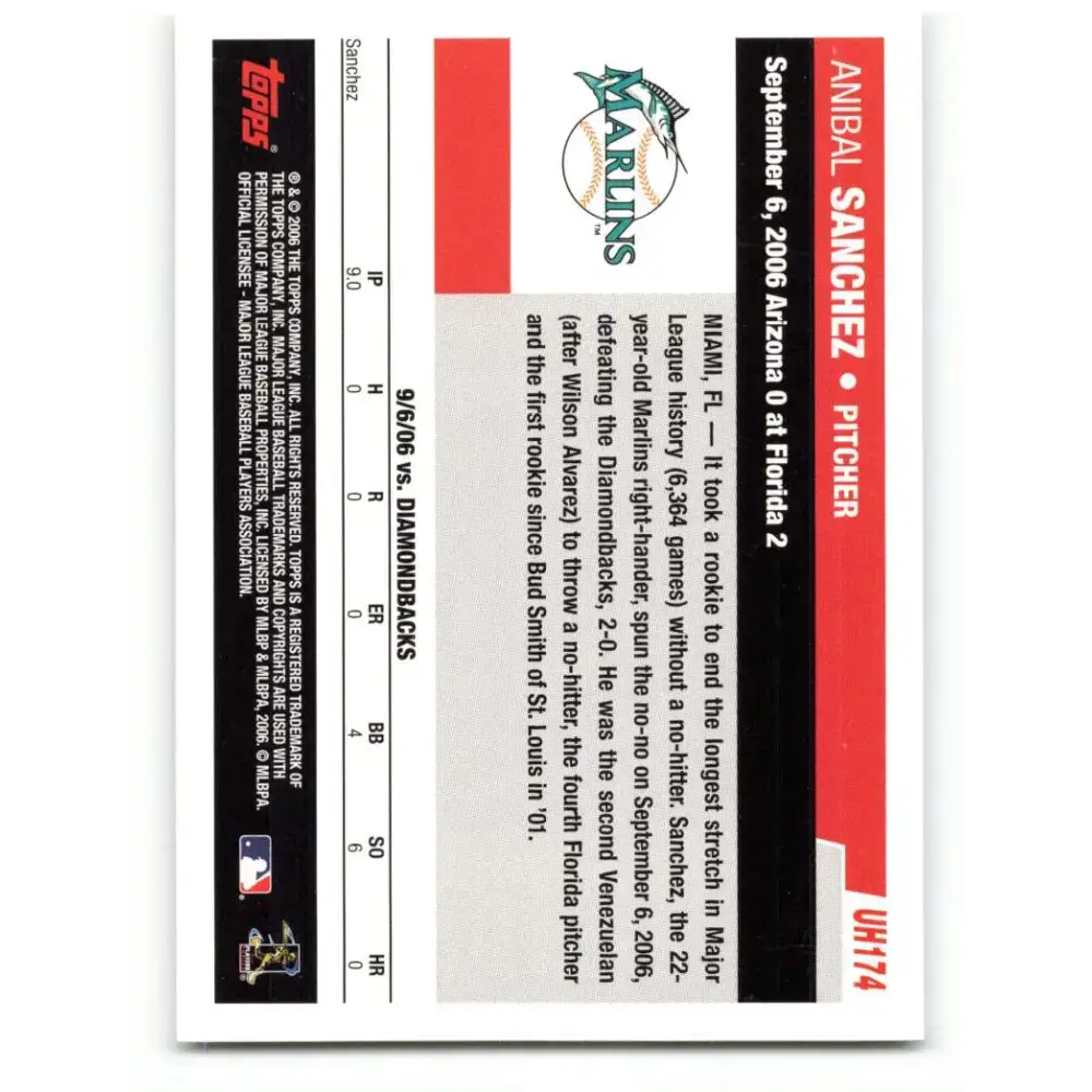 2006 Topps Update #174 Anibal Sanchez EX Excellent Seattle Mariners Baseball Card - Baseball Card Single