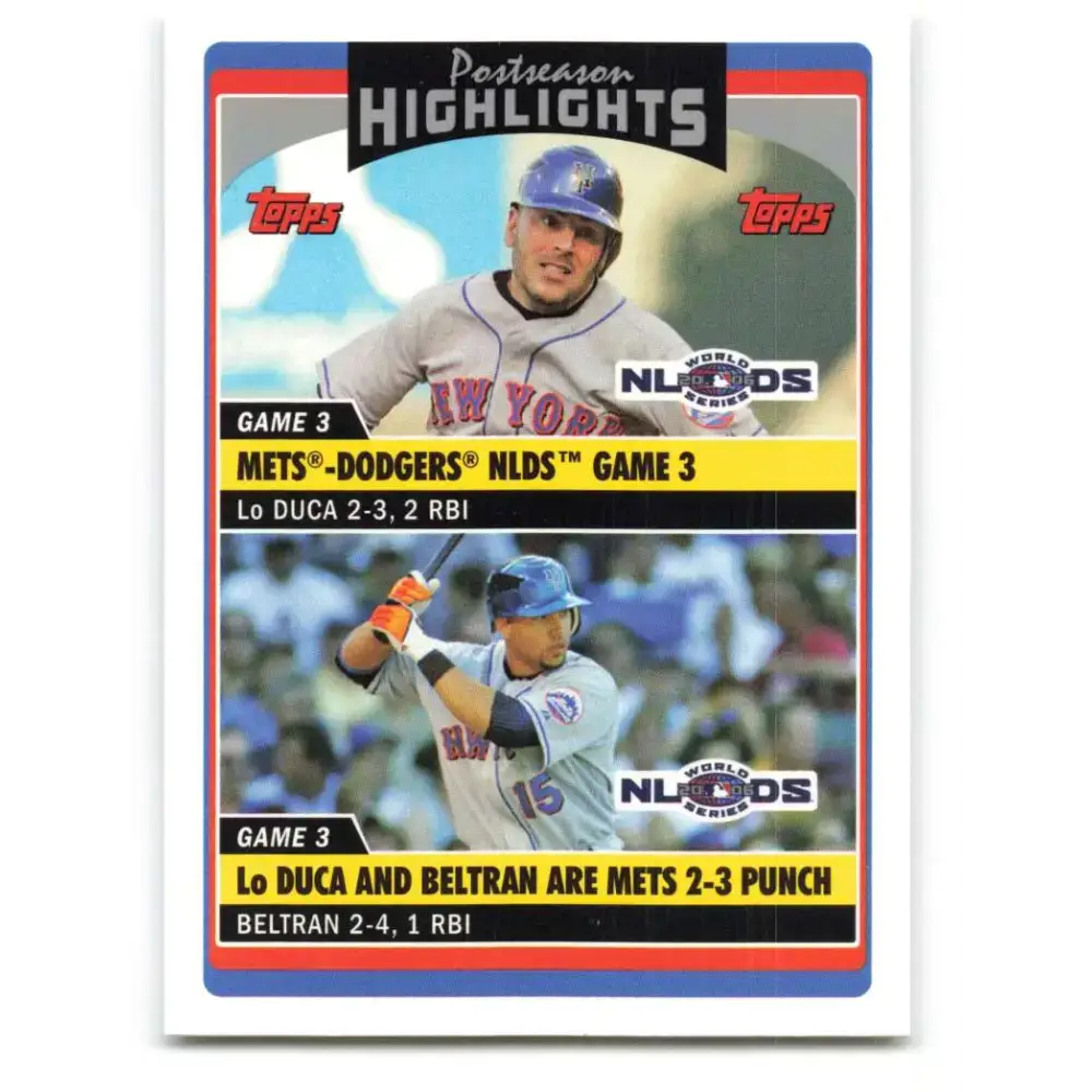 2006 Topps Update #196 Paul LoDuca/Carlos Beltran EX Excellent New York Mets Baseball Card - Baseball Card Single