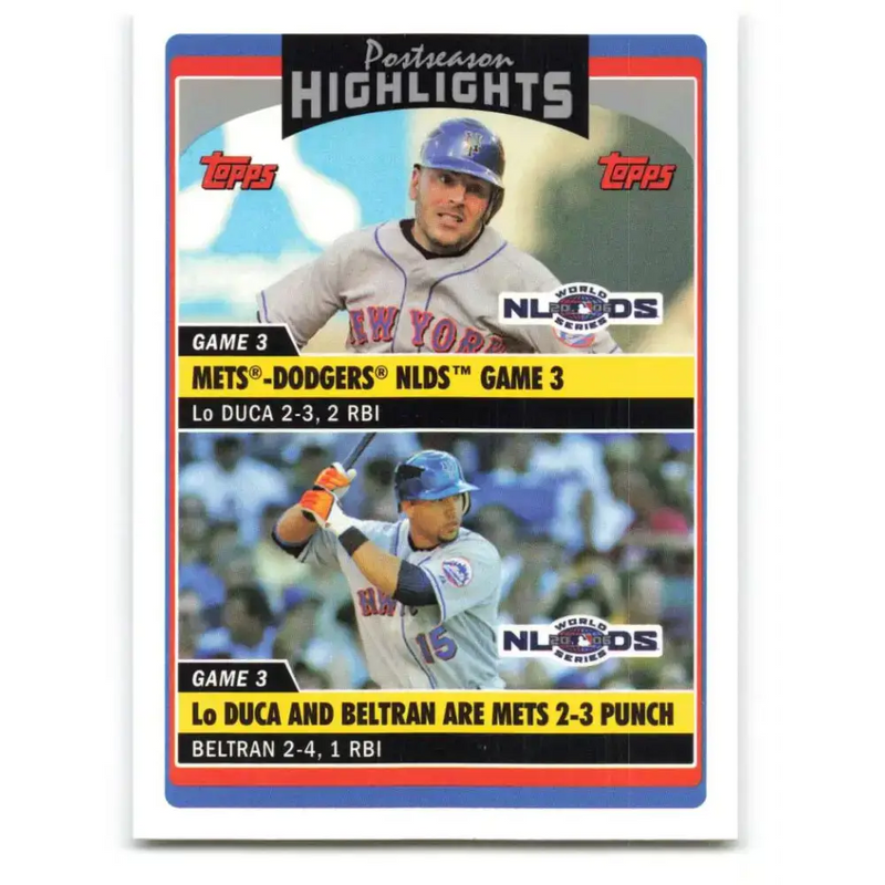 2006 Topps Update #196 Paul LoDuca/Carlos Beltran EX Excellent New York Mets Baseball Card - Baseball Card Single