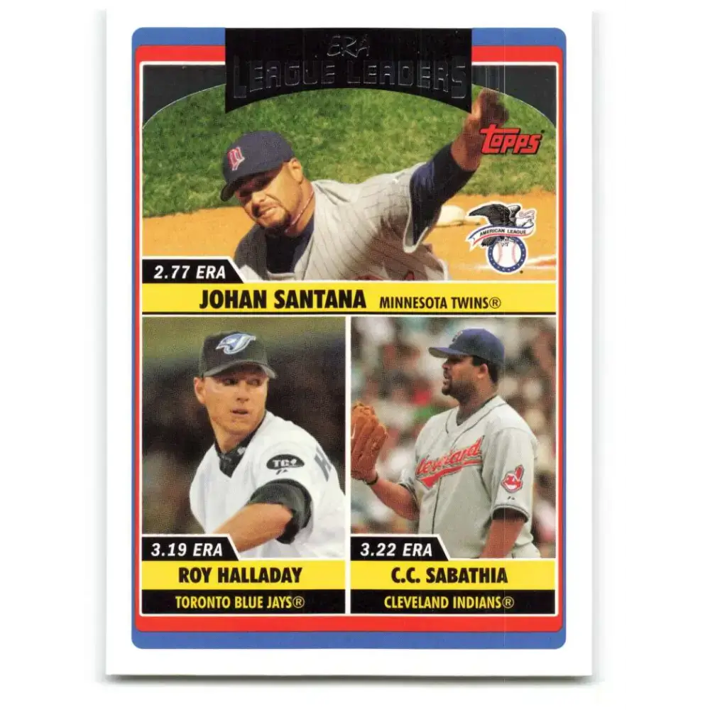 2006 Topps Update #207 Johan Santana/Roy Halladay/C.C. Sabathia EX Excellent Minnesota Twins Baseball Card - Baseball