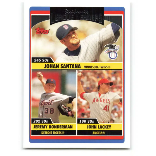 2006 Topps Update #208 Johan Santana/John Lackey/Jeremy Bonderman EX Excellent Los Angeles Angels Baseball Card
