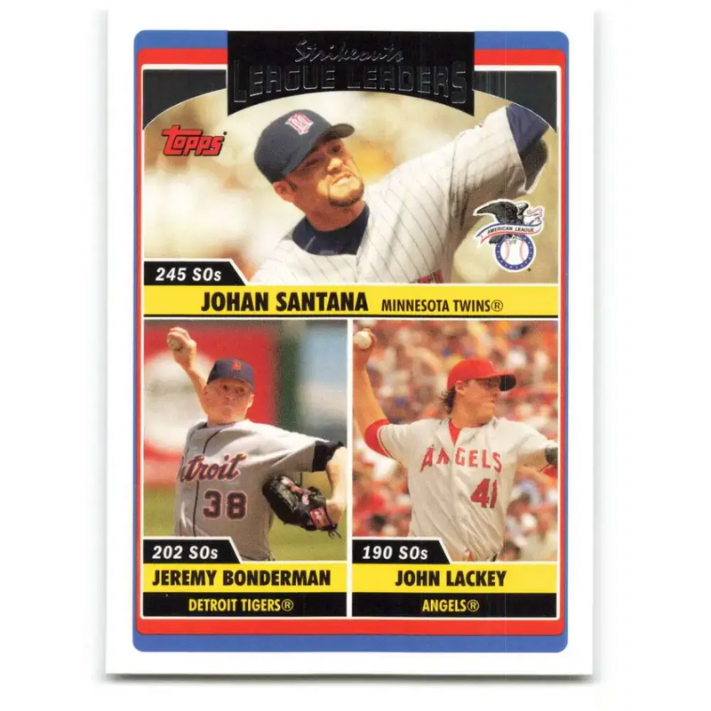 2006 Topps Update #208 Johan Santana/John Lackey/Jeremy Bonderman EX Excellent Los Angeles Angels Baseball Card