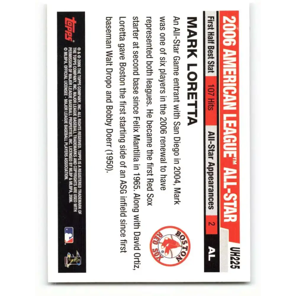 2006 Topps Update #225 Mark Loretta EX Excellent Boston Red Sox Baseball Card - Baseball Card Single