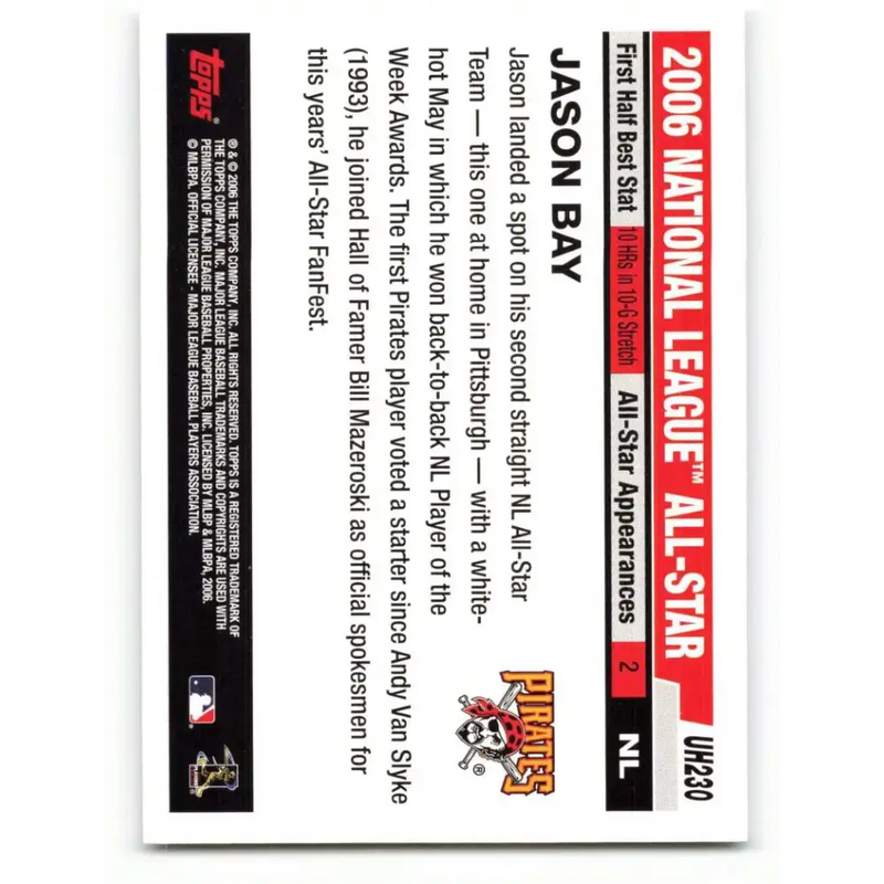 2006 Topps Update #230 Jason Bay EX Excellent Pittsburgh Pirates Baseball Card - Baseball Card Single