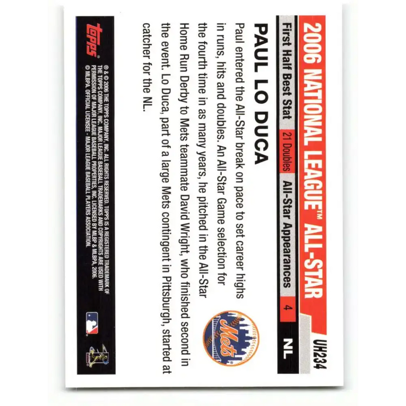 2006 Topps Update #234 Paul LoDuca EX Excellent New York Mets Baseball Card - Baseball Card Single