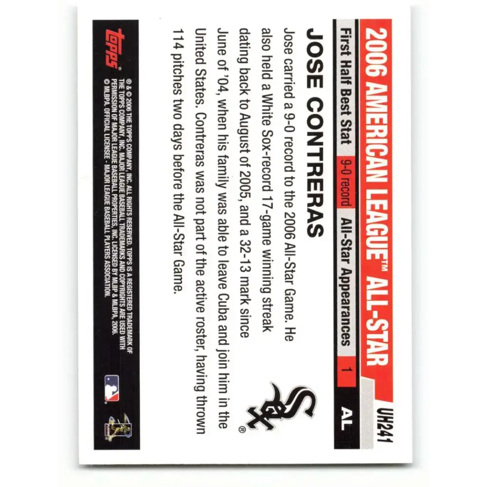 2006 Topps Update #241 Jose Contreras EX Excellent Chicago White Sox Baseball Card - Baseball Card Single