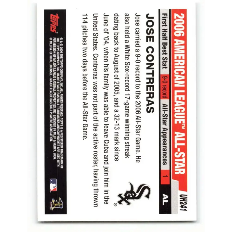 2006 Topps Update #241 Jose Contreras EX Excellent Chicago White Sox Baseball Card - Baseball Card Single