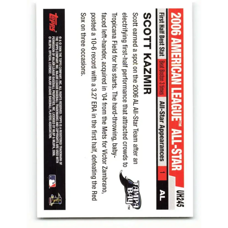 2006 Topps Update #245 Scott Kazmir EX Excellent Tampa Bay Devil Rays Baseball Card