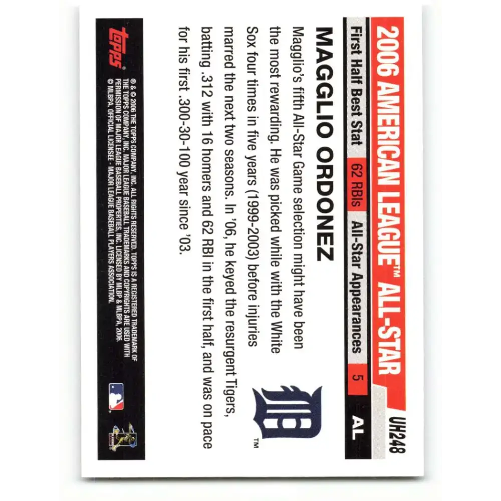 2006 Topps Update #248 Magglio Ordonez EX Excellent Detroit Tigers Baseball Card - Baseball Card Single