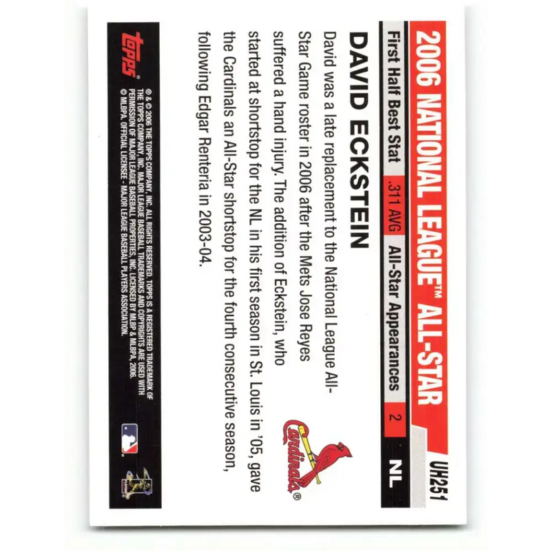 2006 Topps Update #251 David Eckstein EX Excellent St. Louis Cardinals Baseball Card - Baseball Card Single