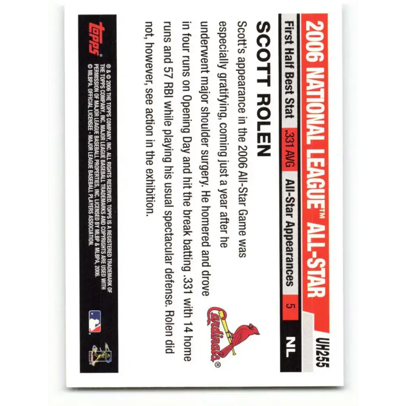 2006 Topps Update #255 Scott Rolen EX Excellent St. Louis Cardinals Baseball Card - Baseball Card Single