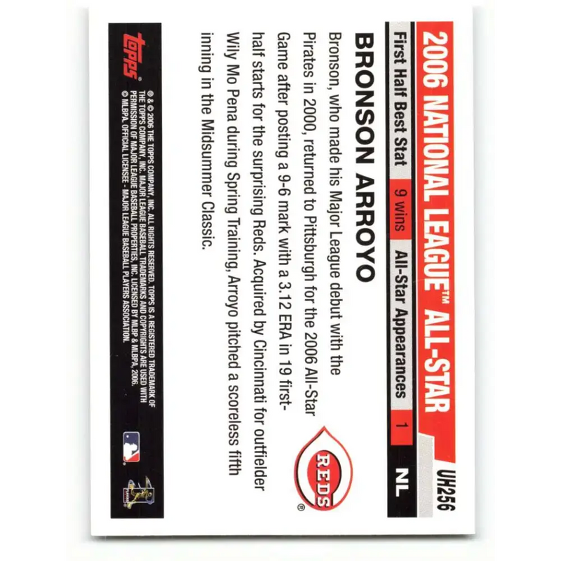 2006 Topps Update #256 Bronson Arroyo EX Excellent Cincinnati Reds Baseball Card - Baseball Card Single