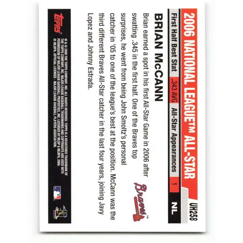 2006 Topps Update #258 Brian McCann EX Excellent Atlanta Braves Baseball Card - Baseball Card Single