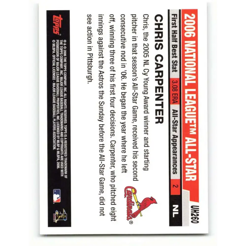 2006 Topps Update #260 Chris Carpenter EX Excellent St. Louis Cardinals Baseball Card - Baseball Card Single
