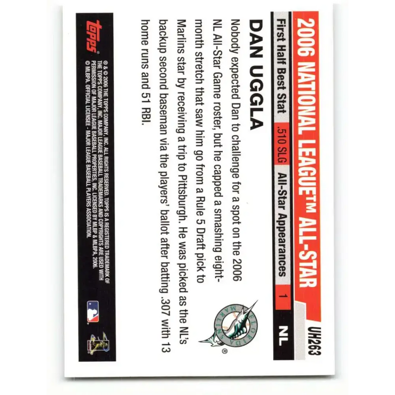 2006 Topps Update #263 Dan Uggla EX Excellent Florida Marlins Baseball Card - Baseball Card Single
