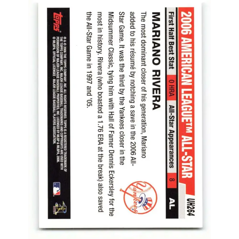 2006 Topps Update #264 Mariano Rivera EX Excellent New York Yankees Baseball Card - Baseball Card Single