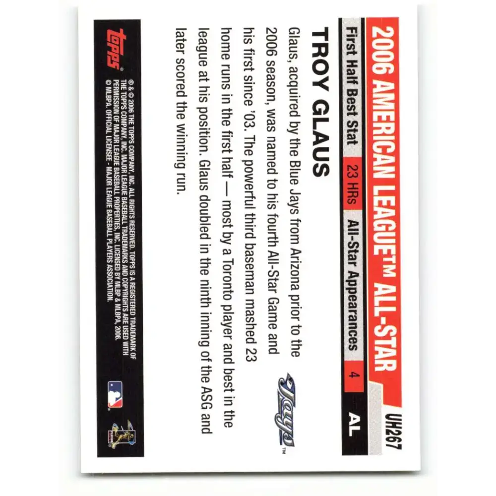 2006 Topps Update #267 Troy Glaus EX Excellent Toronto Blue Jays Baseball Card - Baseball Card Single