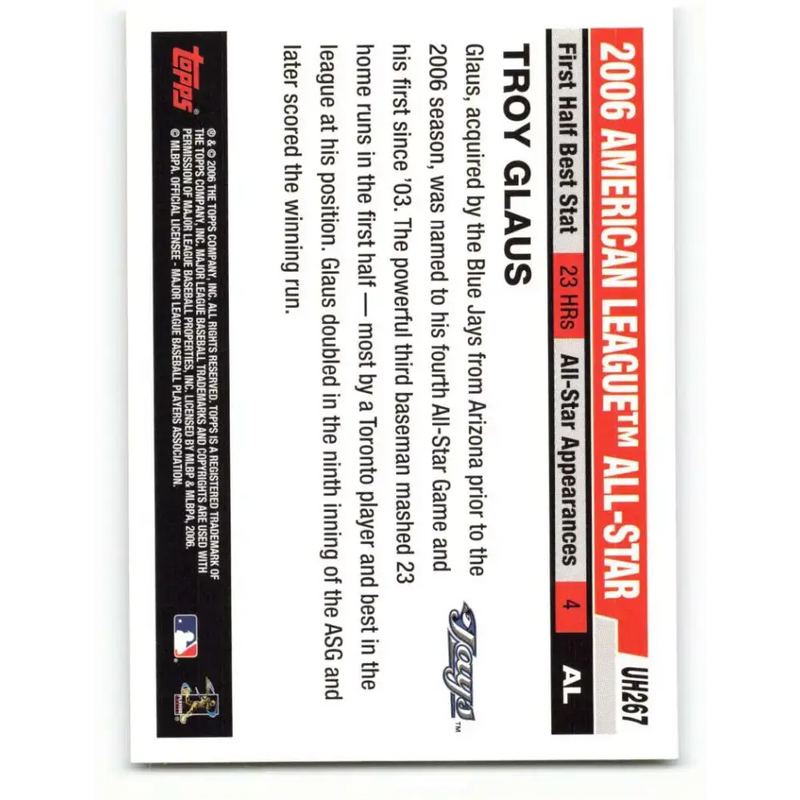 2006 Topps Update #267 Troy Glaus EX Excellent Toronto Blue Jays Baseball Card - Baseball Card Single