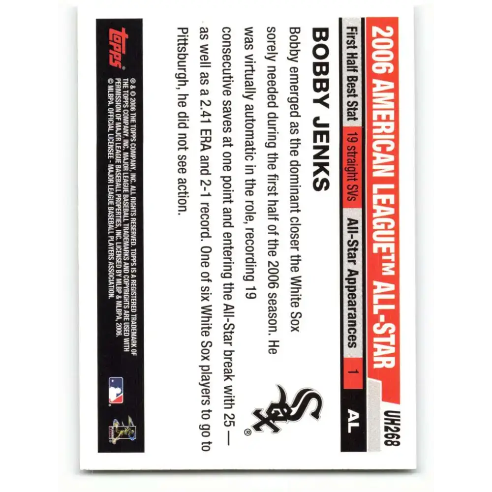 2006 Topps Update #268 Bobby Jenks EX Excellent Chicago White Sox Baseball Card - Baseball Card Single