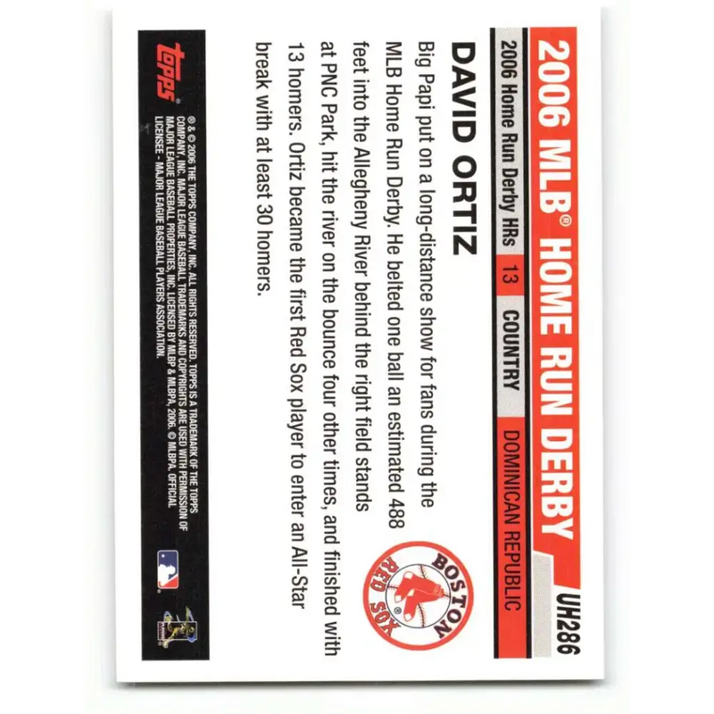 2006 Topps Update #286 David Ortiz EX Excellent Boston Red Sox Baseball Card - Baseball Card Single