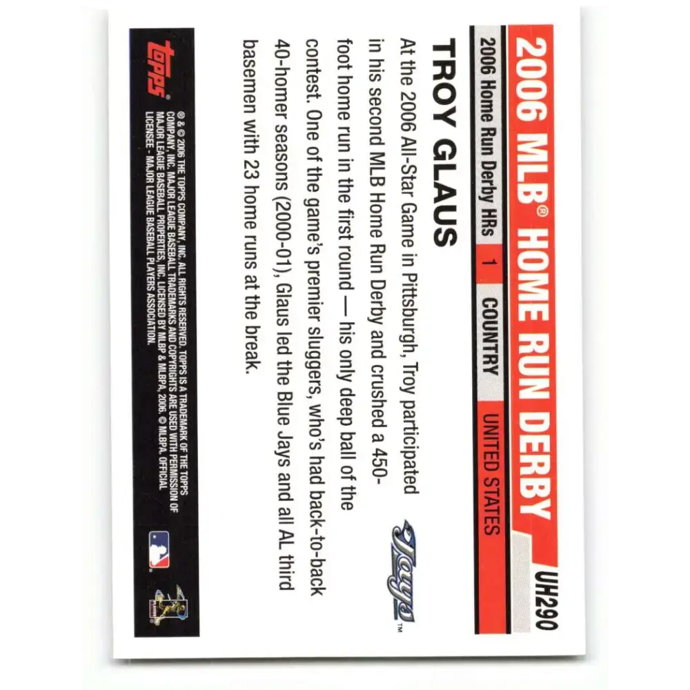 2006 Topps Update #290 Troy Glaus EX Excellent Toronto Blue Jays Baseball Card - Baseball Card Single