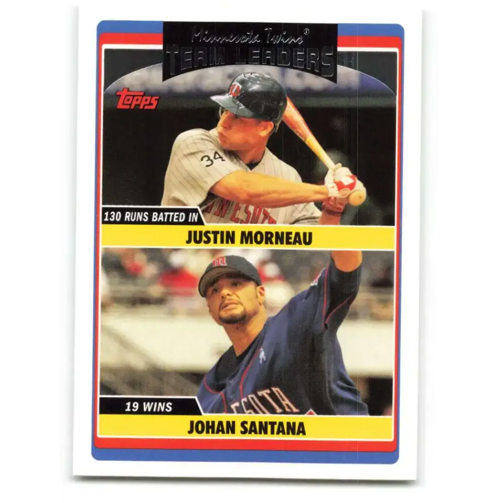 2006 Topps Update #313 Justin Morneau/Johan Santana EX Excellent Minnesota Twins Baseball Card - Baseball Card Single