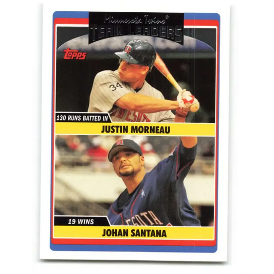 2006 Topps Update #313 Justin Morneau/Johan Santana EX Excellent Minnesota Twins Baseball Card
