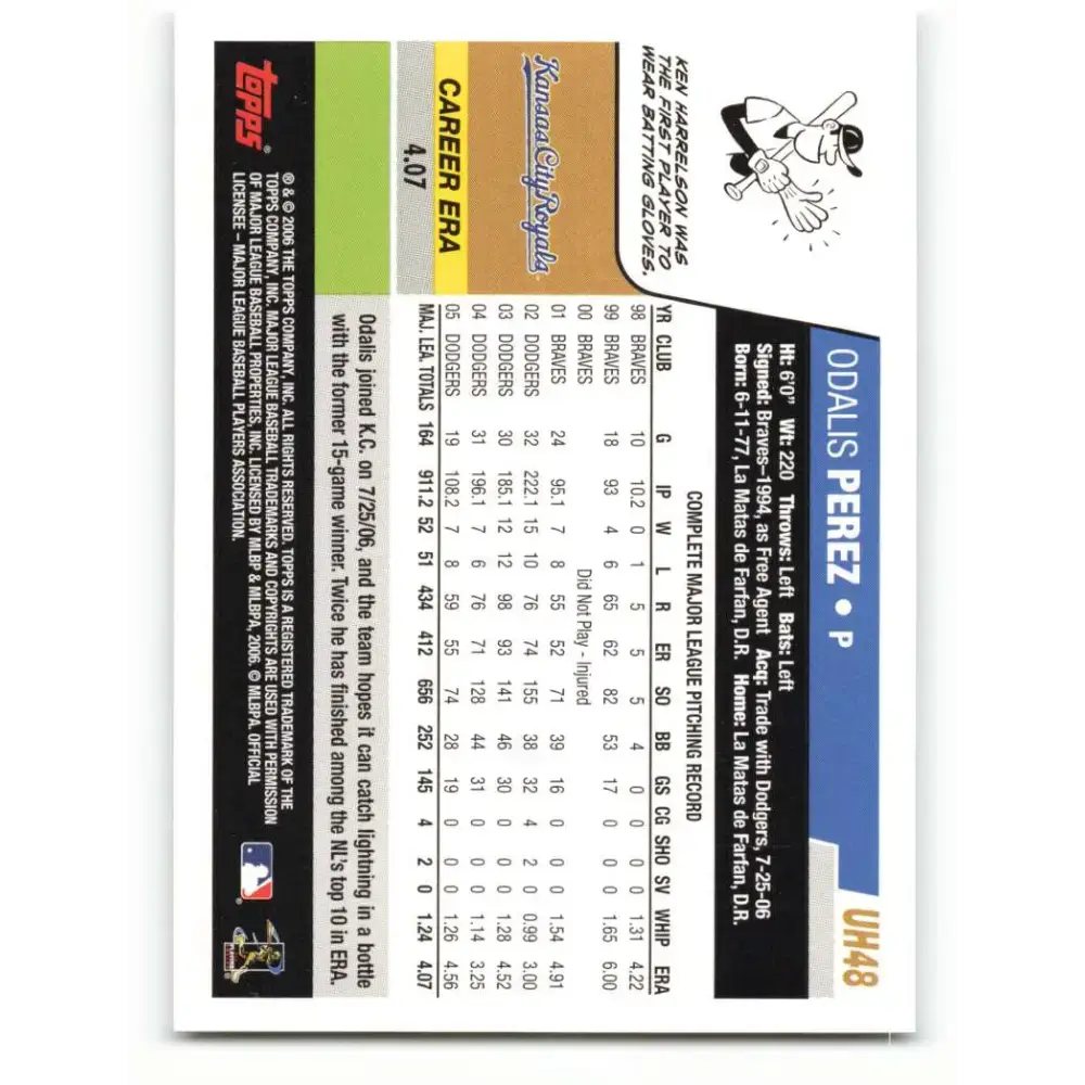 2006 Topps Update #48 Odalis Perez EX Excellent Kansas City Royals Baseball Card - Baseball Card Single