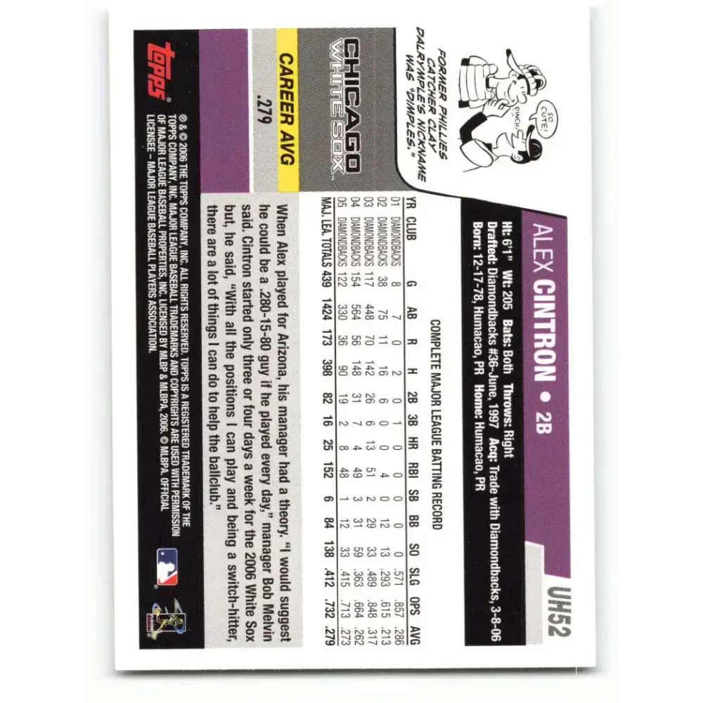 2006 Topps Update #52 Alex Cintron EX Excellent Chicago White Sox Baseball Card - Baseball Card Single