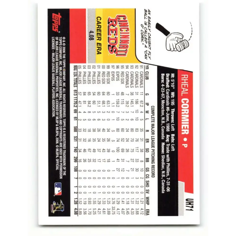2006 Topps Update #71 Rheal Cormier EX Excellent Cincinnati Reds Baseball Card - Baseball Card Single