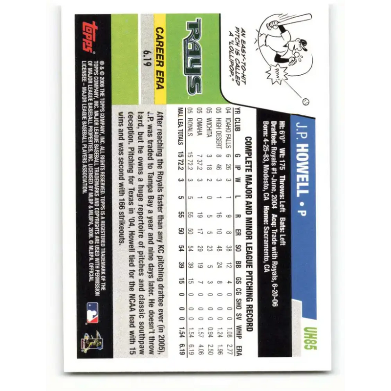 2006 Topps Update #85 J.P Howell EX Excellent Tampa Bay Devil Rays Baseball Card - Baseball Card Single
