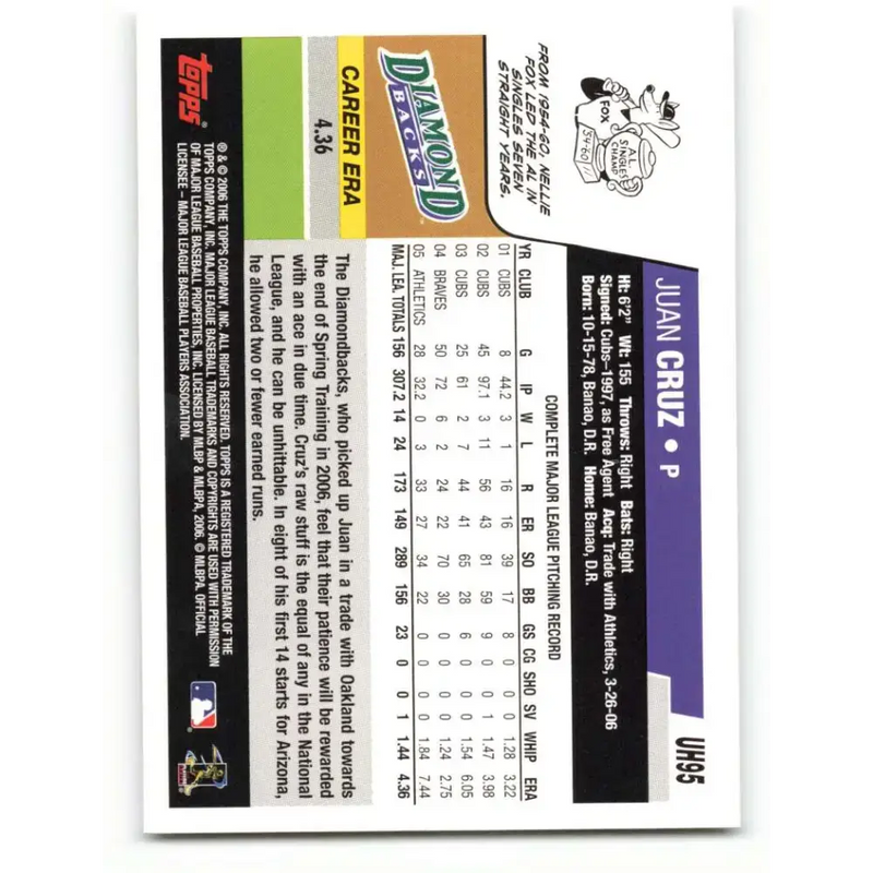 2006 Topps Update #95 Juan Cruz EX Excellent Arizona Diamondbacks Baseball Card - Baseball Card Single