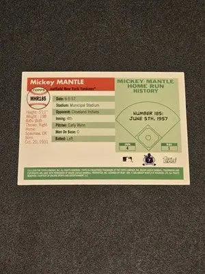 2006 Topps Updates & Highlights #MHR185 Mickey Mantle Home Run History - Baseball Card Single