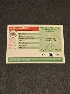 2006 Topps Updates & Highlights #MHR185 Mickey Mantle Home Run History - Baseball Card Single