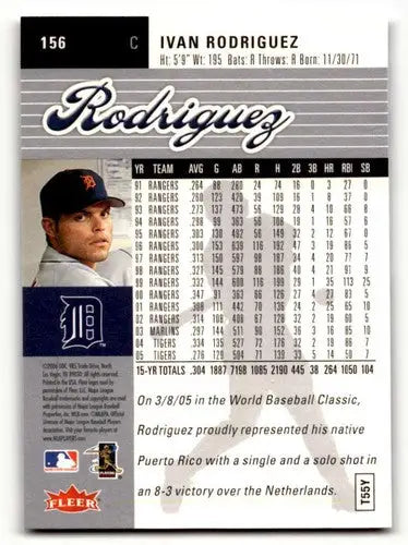 Original gloss Ivan Rodriguez Detroit baseball card from 2006 Ultra #156 Rodriguez Detroit Tigers