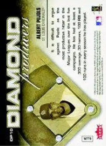 Original gloss baseball trading card featuring Albert Pujols from 2006 Ultra Diamond Producers DP10 Cardinals