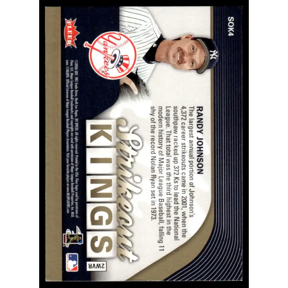 2006 Ultra #SOK4 Randy Johnson EX/NM New York Yankees Baseball Card - Baseball Card Single
