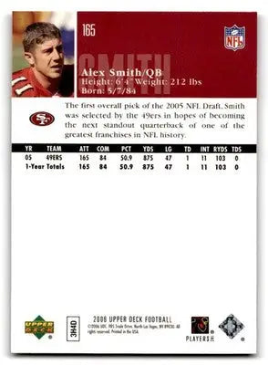 2006 Upper Deck #165 Alex Smith - Football Card Single