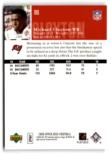 Michael Clayton football card with original gloss from 2006 Upper Deck Joey Galloway Buccaneers