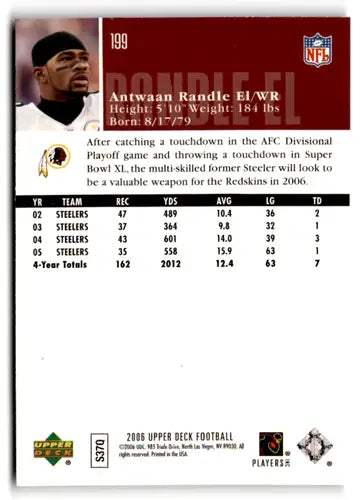 2006 Upper Deck #199 Antwaan Randle El NM-MT Redskins ID:77890 - Football Card Single