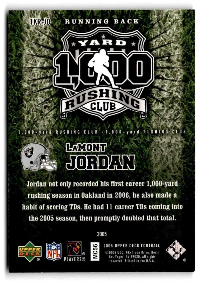 2006 Upper Deck #1KR-JO LaMont Jordan 1000 Yard Rushing Club - Football Card Single