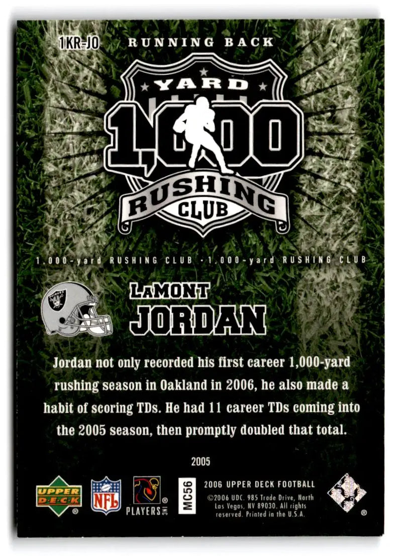 2006 Upper Deck #1KR-JO LaMont Jordan 1000 Yard Rushing Club - Football Card Single
