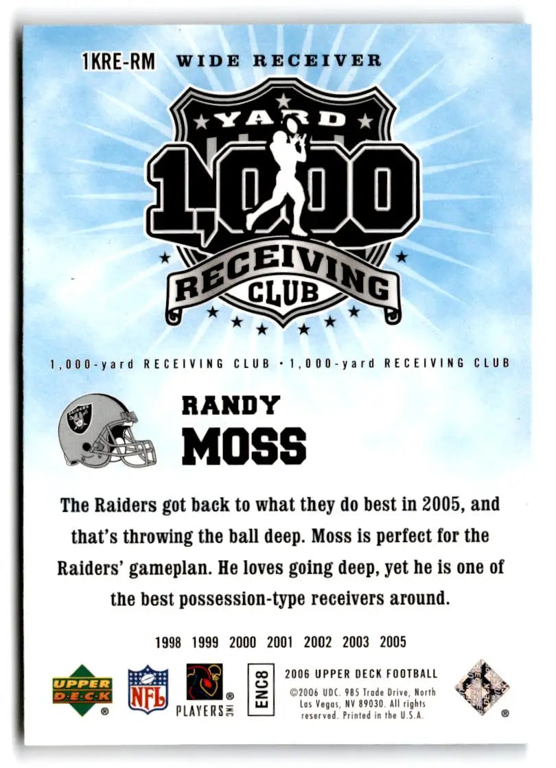 2006 Upper Deck #1KRE-RM Randy Moss 1000 Yard Receiving Club - Football Card Single