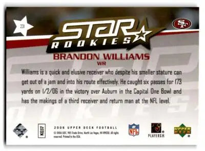 2006 Upper Deck #231 Brandon Williams - Football Card Single