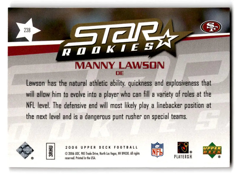 2006 Upper Deck #238 Manny Lawson - Football Card Single