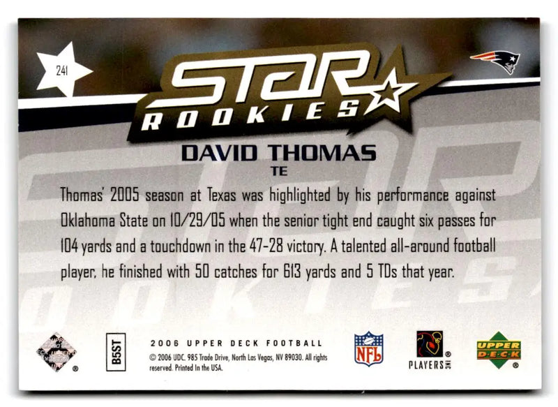 2006 Upper Deck #241 David Thomas - Football Card Single